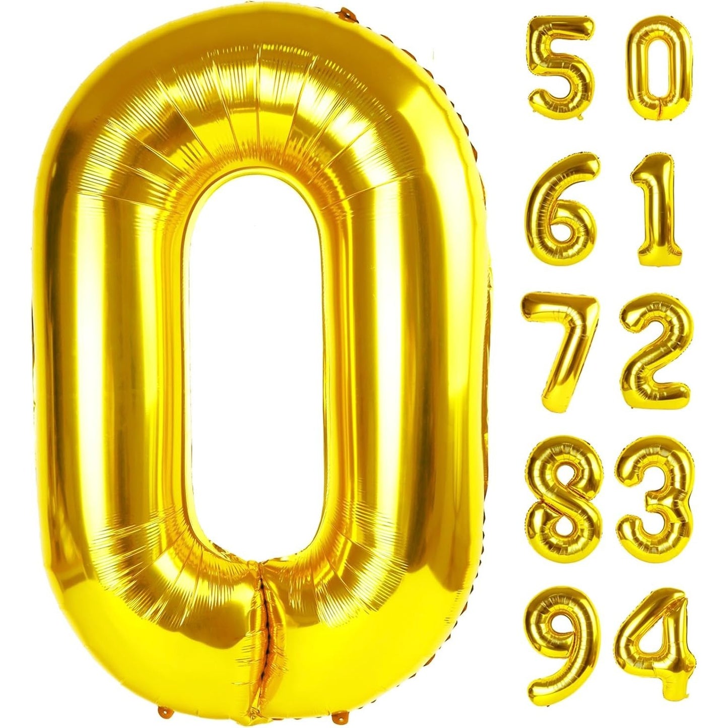 Balon din Folie Metalizata Flippy, Figurina Cifra, Tema Aniversare 100 cm, Ambalaj Individual, Pai inclus, Umflare cu Aer sau Heliu, Auriu, Cifra 0-3