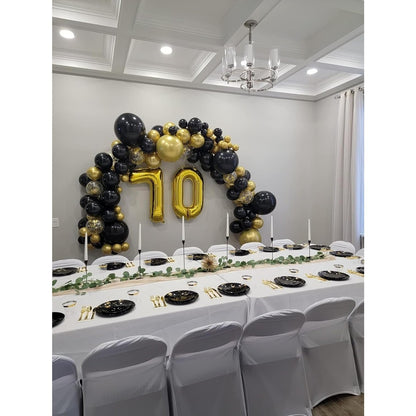 Balon din Folie Metalizata Flippy, Figurina Cifra, Tema Aniversare 100 cm, Ambalaj Individual, Pai inclus, Umflare cu Aer sau Heliu, Auriu, Cifra 0-4