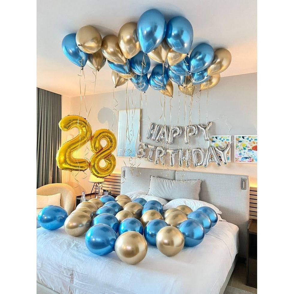 Balon din Folie Metalizata Flippy, Figurina Cifra, Tema Aniversare 100 cm, Ambalaj Individual, Pai inclus, Umflare cu Aer sau Heliu, Auriu, Cifra 2-6