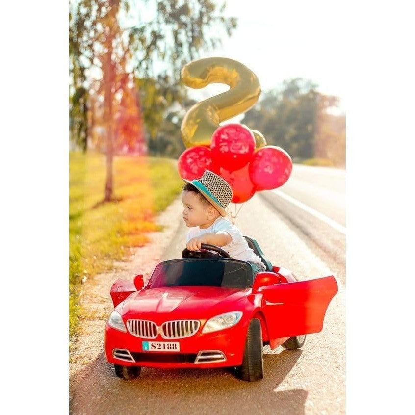 Balon din Folie Metalizata Flippy, Figurina Cifra, Tema Aniversare 100 cm, Ambalaj Individual, Pai inclus, Umflare cu Aer sau Heliu, Auriu, Cifra 2-7
