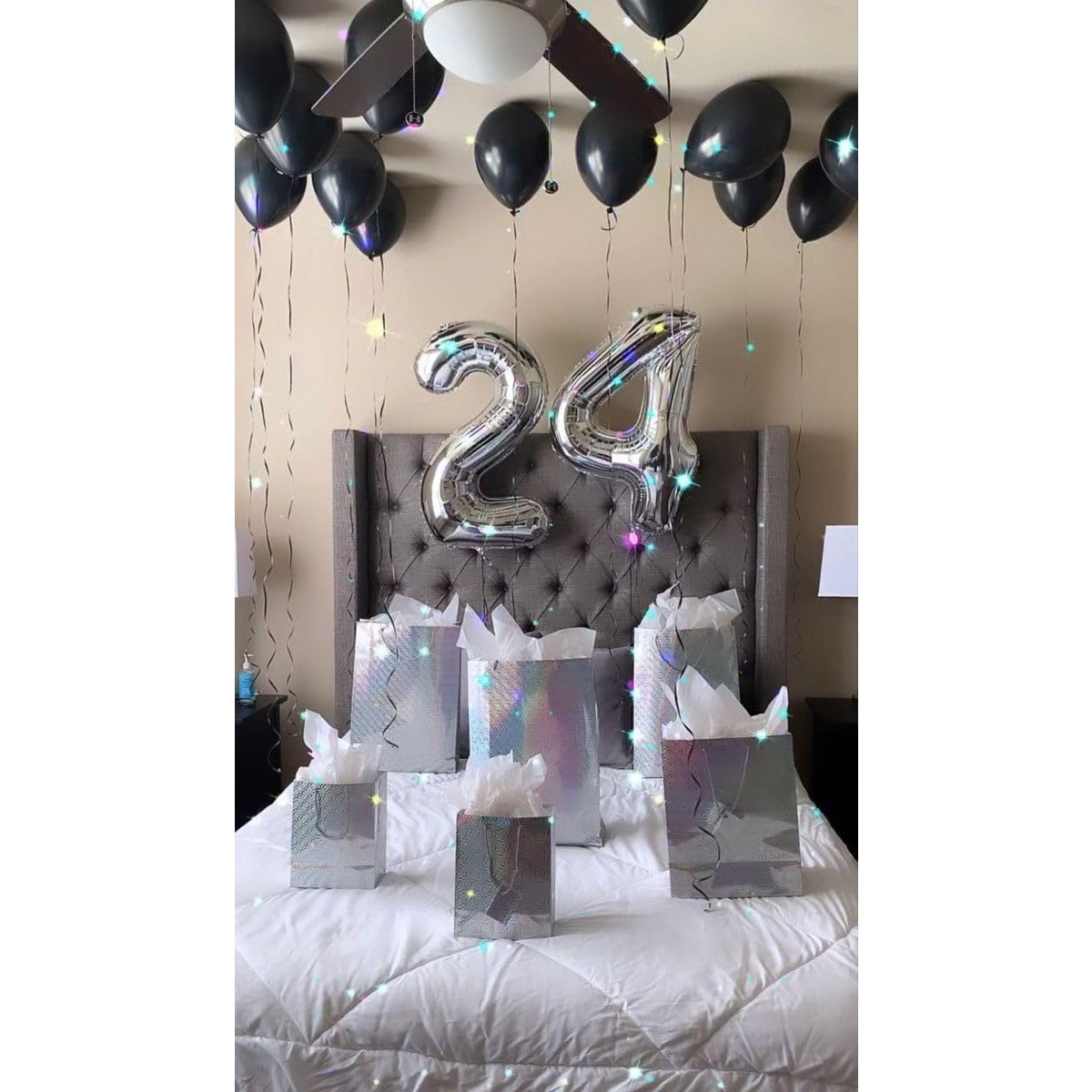Balon din Folie Metalizata, Flippy, Figurina Cifra, Tema Aniversare 100 cm, Ambalaj Individual, Pai inclus, Umflare cu Aer sau Heliu, Argintiu, Cifra 2-3
