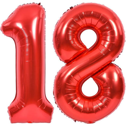 Balon din Folie Metalizata Flippy, Figurina Cifra, Tema Aniversare 100 cm, Ambalaj Individual, Pai inclus, Umflare cu Aer sau Heliu, Rosu, Cifra 8-1