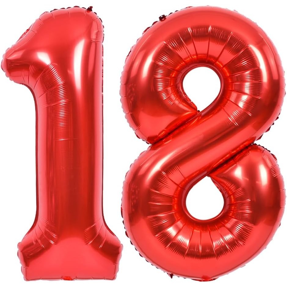 Balon din Folie Metalizata Flippy, Figurina Cifra, Tema Aniversare 100 cm, Ambalaj Individual, Pai inclus, Umflare cu Aer sau Heliu, Rosu, Cifra 8-1