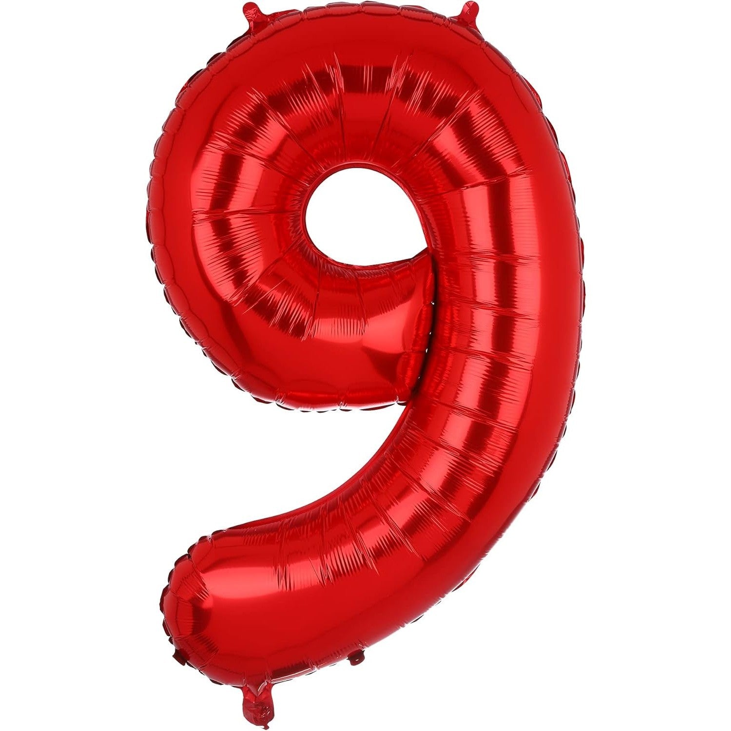 Balon din Folie Metalizata Flippy, Figurina Cifra, Tema Aniversare 100 cm, Ambalaj Individual, Pai inclus, Umflare cu Aer sau Heliu, Rosu, Cifra 9-1