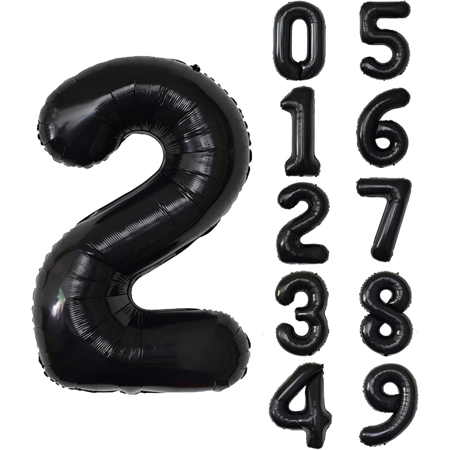Balon din Folie Metalizata, Flippy, Figurina Cifra, Tema Aniversare 100 cm, Ambalaj Individual, Pai inclus, Umflare cu Aer sau Heliu, Negru, Cifra 2-3