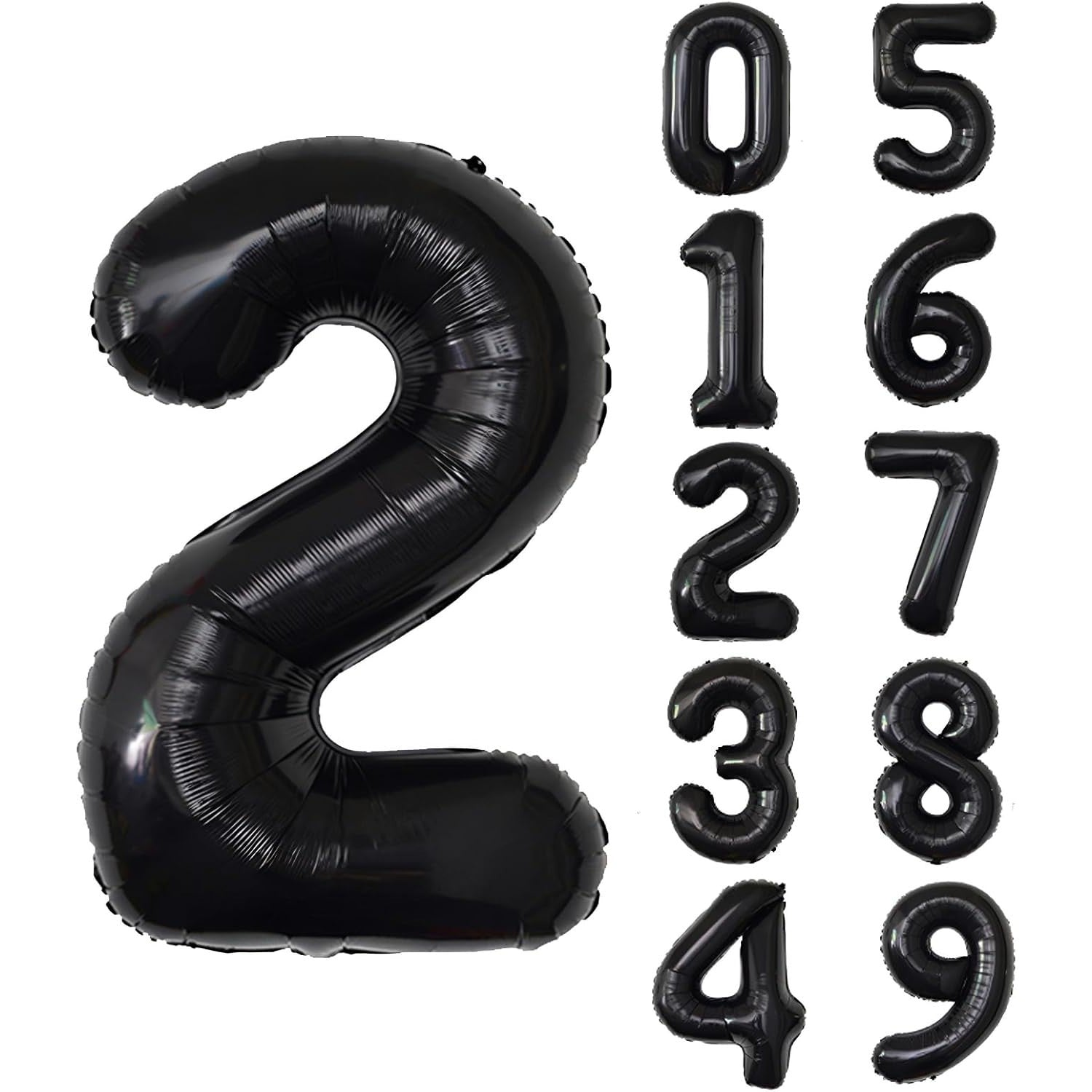 Balon din Folie Metalizata, Flippy, Figurina Cifra, Tema Aniversare 100 cm, Ambalaj Individual, Pai inclus, Umflare cu Aer sau Heliu, Negru, Cifra 2-3
