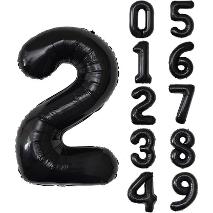 Balon din Folie Metalizata, Flippy, Figurina Cifra, Tema Aniversare 100 cm, Ambalaj Individual, Pai inclus, Umflare cu Aer sau Heliu, Negru, Cifra 2-3
