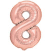 Balon din Folie Metalizata Flippy, Figurina Cifra, Tema Aniversare 100 cm, Ambalaj Individual, Pai inclus, Umflare cu Aer sau Heliu, Coral, Rose Gold, Cifra 8-0