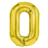 Balon din Folie Metalizata Flippy, Figurina Cifra, Tema Aniversare 100 cm, Ambalaj Individual, Pai inclus, Umflare cu Aer sau Heliu, Auriu, Cifra 0-0