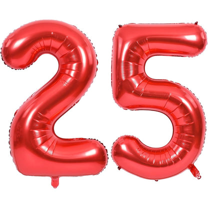 Balon din Folie Metalizata Flippy, Figurina Cifra, Tema Aniversare 80 cm, Ambalaj Individual, Pai inclus, Umflare cu Aer sau Heliu, Rosu, Cifra 5-5