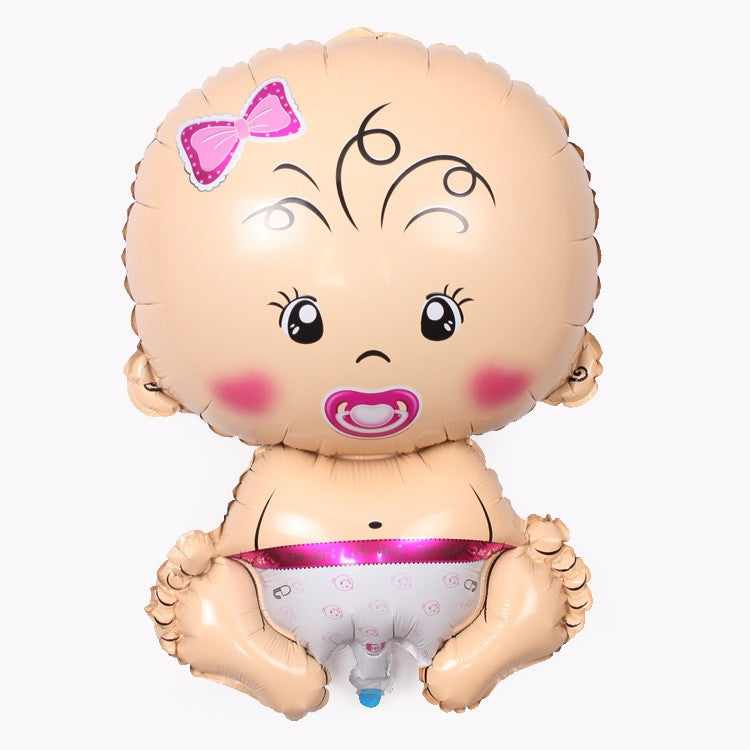 Balon din Folie Metalizata, Flippy, Figurina Fetita, Tema Botez, 73x48 cm,  Ambalaj Individual, Pai Inclus, Umflare cu Aer sau Heliu, Roz-2