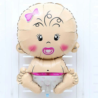Balon din Folie Metalizata, Flippy, Figurina Fetita, Tema Botez, 73x48 cm,  Ambalaj Individual, Pai Inclus, Umflare cu Aer sau Heliu, Roz-3