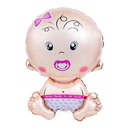 Balon din Folie Metalizata, Flippy, Figurina Fetita, Tema Botez, 73x48 cm,  Ambalaj Individual, Pai Inclus, Umflare cu Aer sau Heliu, Roz-4