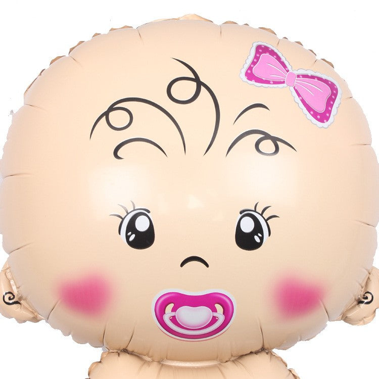 Balon din Folie Metalizata, Flippy, Figurina Fetita, Tema Botez, 73x48 cm,  Ambalaj Individual, Pai Inclus, Umflare cu Aer sau Heliu, Roz-5