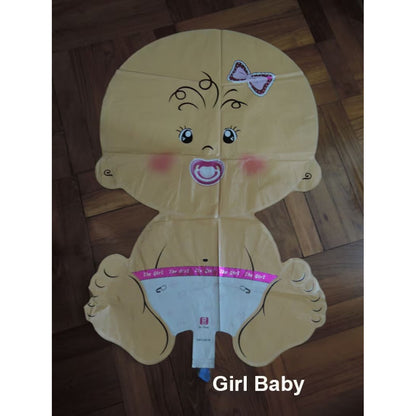 Balon din Folie Metalizata, Flippy, Figurina Fetita, Tema Botez, 73x48 cm,  Ambalaj Individual, Pai Inclus, Umflare cu Aer sau Heliu, Roz-7