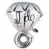 Balon din Folie Metalizata, Flippy, Figurina Inel de Logodna, Model Diamant, Tema Nunta, 60 cm, Ambalaj Individual, Pai Inclus, Umflare cu Aer sau Heliu, Alb-0