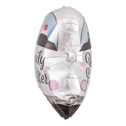 Balon din Folie Metalizata, Flippy, Figurina Masina, Model Nunta Happily Ever After, Tema Nunta, 60 x 63 cm, Ambalaj Individual, Pai Inclus, Umflare cu Aer sau Heliu, Alb-4