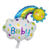 Balon din Folie Metalizata, Flippy, Figurina Soare si Nor, Tema Botez, 60x53 cm, Ambalaj Individual, Pai Inclus, Umflare cu Aer sau Heliu, Albastru-0