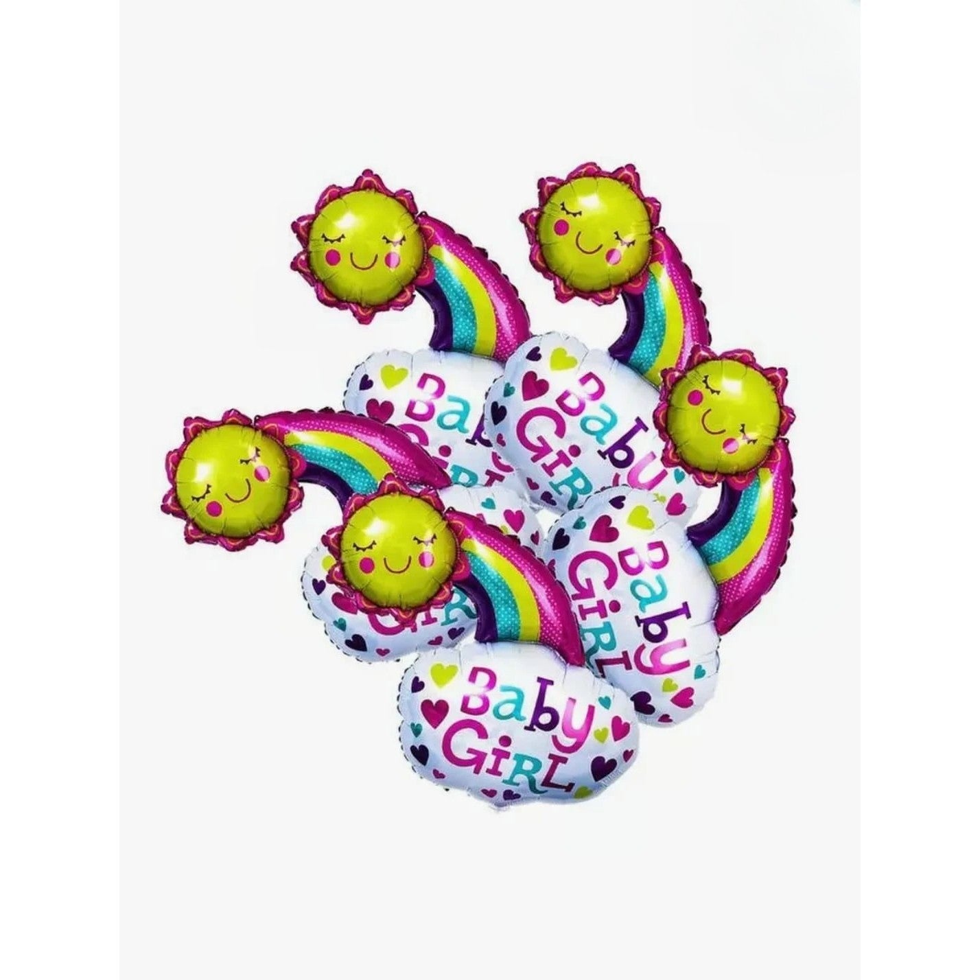 Balon din Folie Metalizata, Flippy, Figurina Soare si Nor, Tema Botez, 60x53 cm, Ambalaj Individual, Pai Inclus, Umflare cu Aer sau Heliu, Roz-2