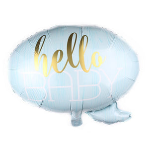 Balon din Folie Metalizata, Flippy, Figurina Norisor, Tema Hello Baby , 59x50 cm, Ambalaj Individual, Pai Inclus, Umflare cu Aer sau Heliu, Albastru-0