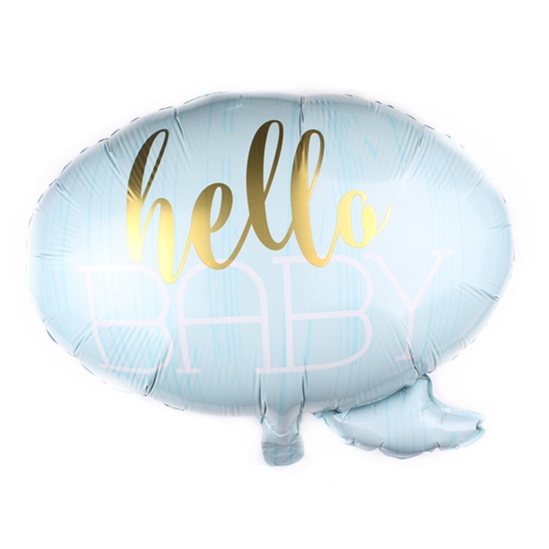 Balon din Folie Metalizata, Flippy, Figurina Norisor, Tema Hello Baby , 59x50 cm, Ambalaj Individual, Pai Inclus, Umflare cu Aer sau Heliu, Albastru-0