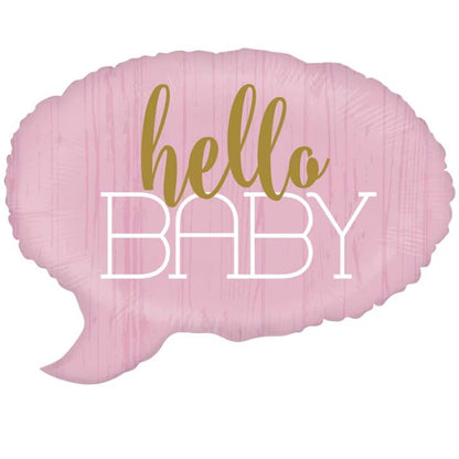 Balon din Folie Metalizata, Flippy, Figurina Norisor, Tema Hello Baby , 59x50 cm, Ambalaj Individual, Pai Inclus, Umflare cu Aer sau Heliu, Roz-4