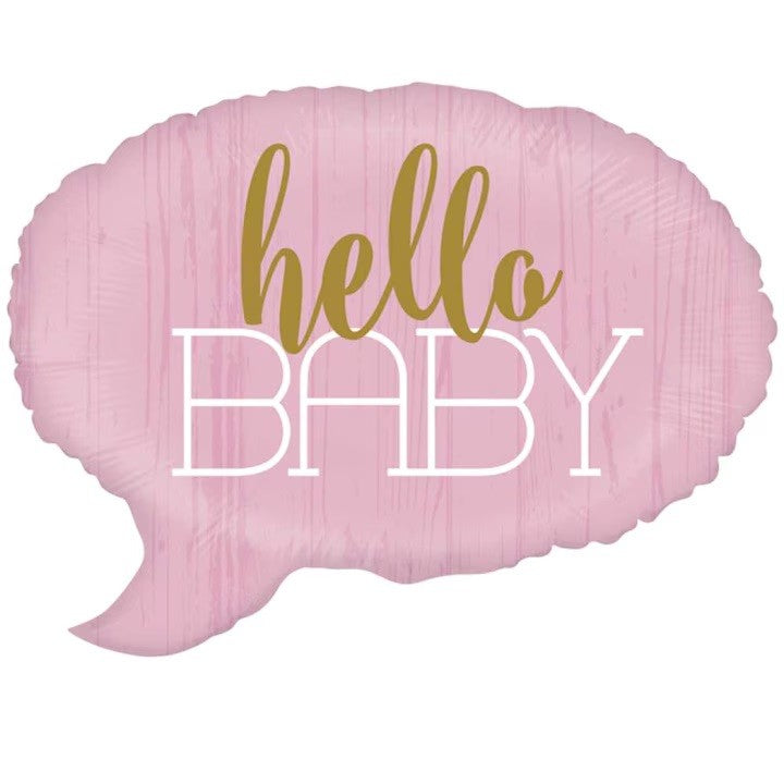 Balon din Folie Metalizata, Flippy, Figurina Norisor, Tema Hello Baby , 59x50 cm, Ambalaj Individual, Pai Inclus, Umflare cu Aer sau Heliu, Roz-4