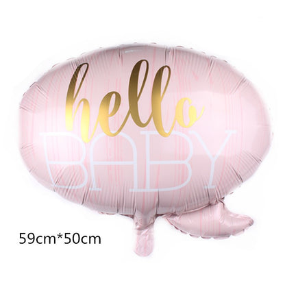 Balon din Folie Metalizata, Flippy, Figurina Norisor, Tema Hello Baby , 59x50 cm, Ambalaj Individual, Pai Inclus, Umflare cu Aer sau Heliu, Roz-1
