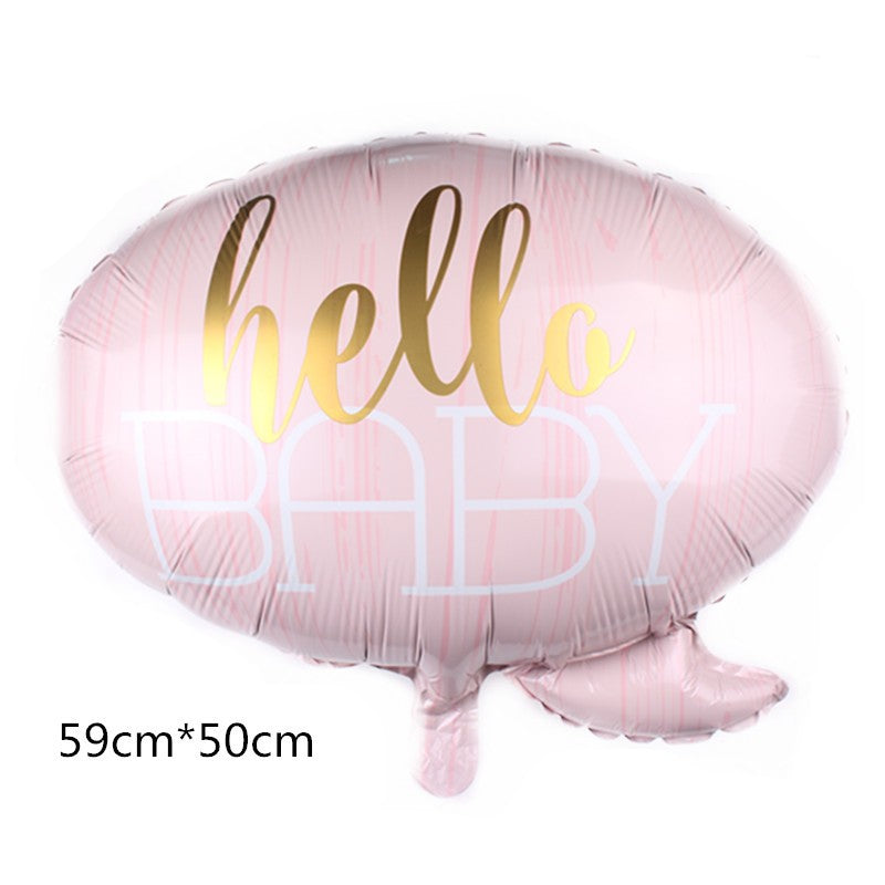 Balon din Folie Metalizata, Flippy, Figurina Norisor, Tema Hello Baby , 59x50 cm, Ambalaj Individual, Pai Inclus, Umflare cu Aer sau Heliu, Roz-1