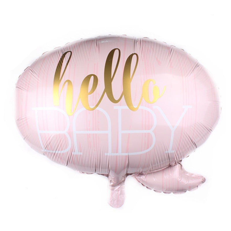 Balon din Folie Metalizata, Flippy, Figurina Norisor, Tema Hello Baby , 59x50 cm, Ambalaj Individual, Pai Inclus, Umflare cu Aer sau Heliu, Roz-0