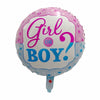Balon din Folie Metalizata, Flippy, Figurina Rotunda, Model Girl or Boy, Tema Gender Reveal, 45 cm, Ambalaj Individual, Pai Inclus, Umflare cu Aer sau Heliu, Albastru/Roz-0
