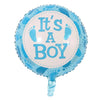 Balon din Folie Metalizata, Flippy, Figurina Rotunda, Model It's a Boy, Tema Gender Reveal, 45 cm, Ambalaj Individual, Pai Inclus, Umflare cu Aer sau Heliu, Albastru-0