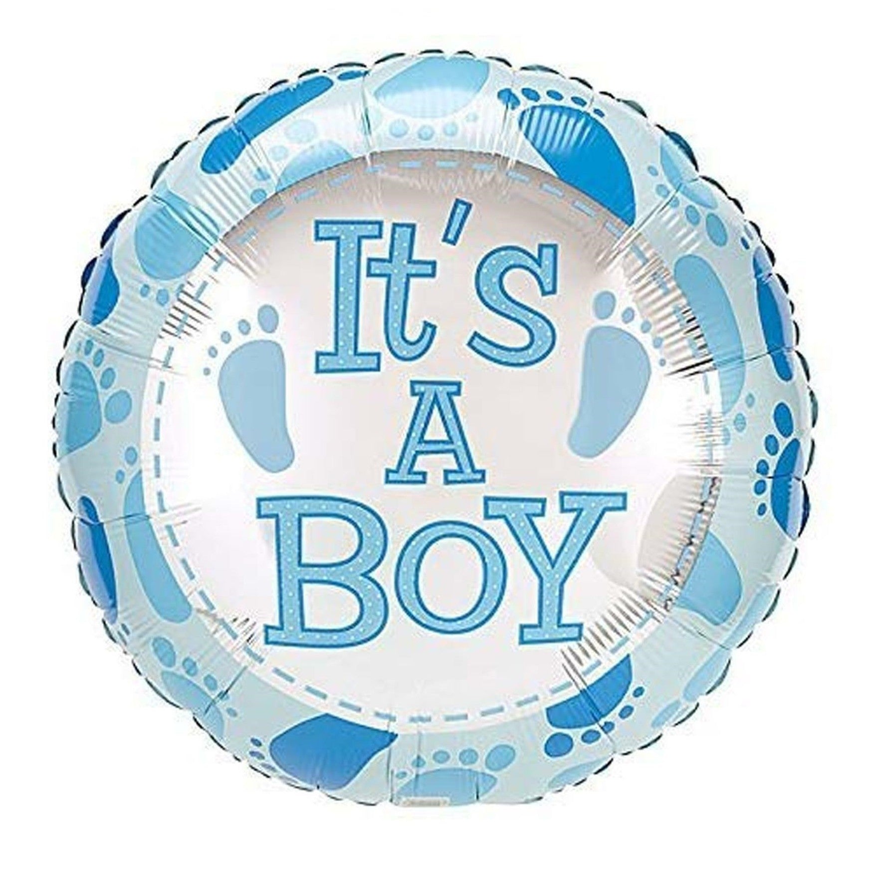 Balon din Folie Metalizata, Flippy, Figurina Rotunda, Model It's a Boy, Tema Gender Reveal, 45 cm, Ambalaj Individual, Pai Inclus, Umflare cu Aer sau Heliu, Albastru-1