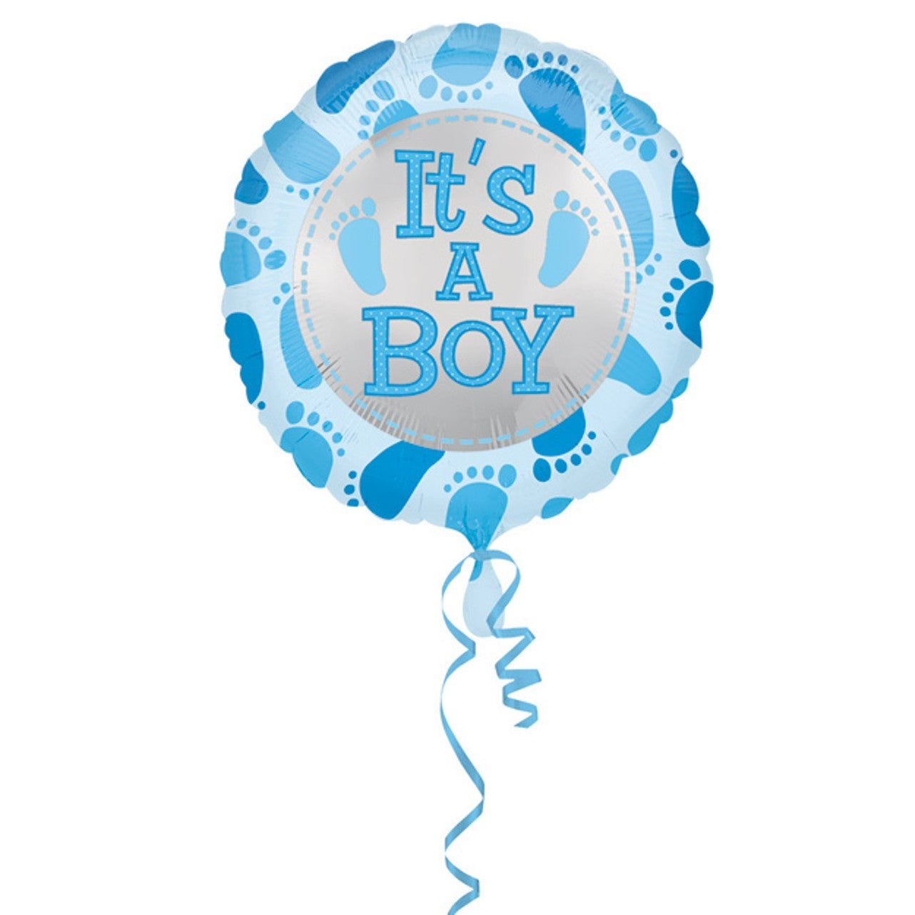 Balon din Folie Metalizata, Flippy, Figurina Rotunda, Model It's a Boy, Tema Gender Reveal, 45 cm, Ambalaj Individual, Pai Inclus, Umflare cu Aer sau Heliu, Albastru-2