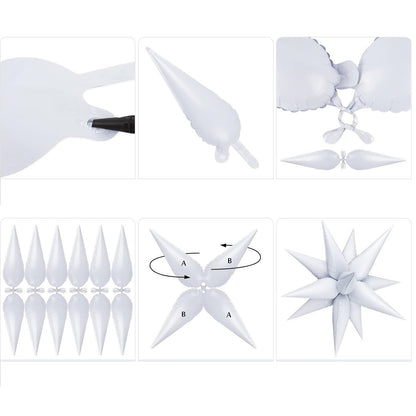 Balon din Folie Metalizata, Flippy, Figurina Stea 3D, 66 cm, Ambalaj Individual, Pai inclus, Umflare cu Aer sau Heliu, Albastru-3