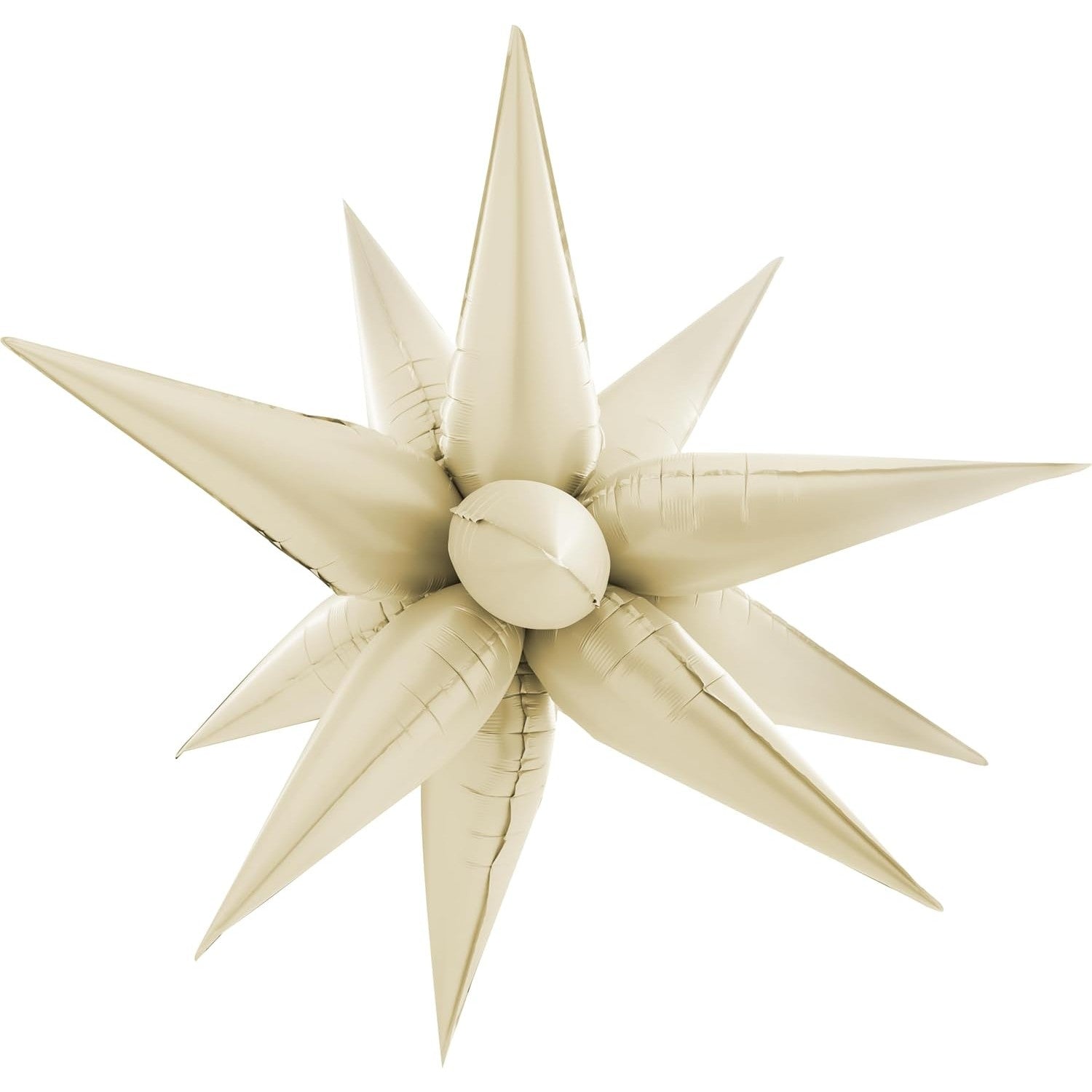 Balon din Folie Metalizata, Flippy, Figurina Stea 3D, 66 cm, Ambalaj Individual, Pai inclus, Umflare cu Aer sau Heliu, Crem-0