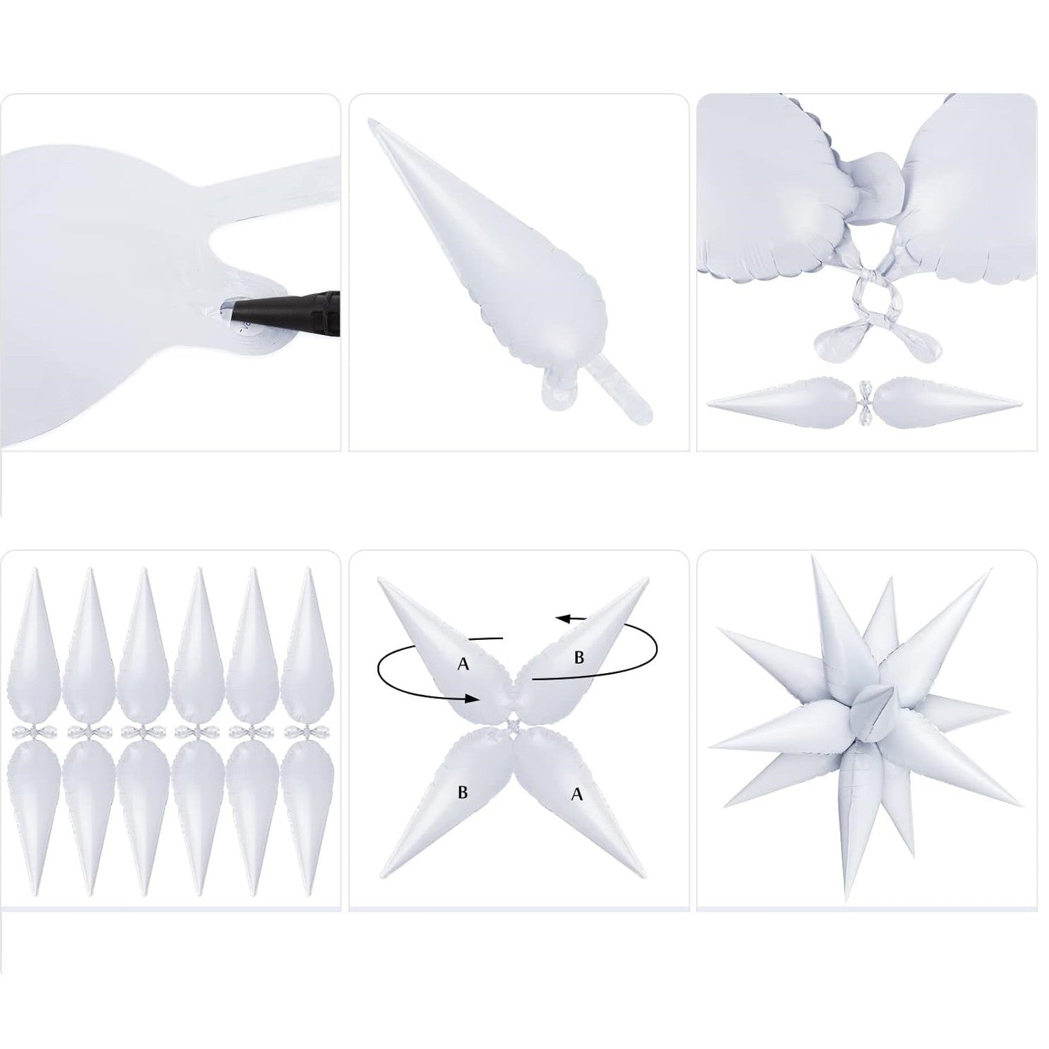 Balon din Folie Metalizata, Flippy, Figurina Stea 3D, 66 cm, Ambalaj Individual, Pai inclus, Umflare cu Aer sau Heliu, Crem-2