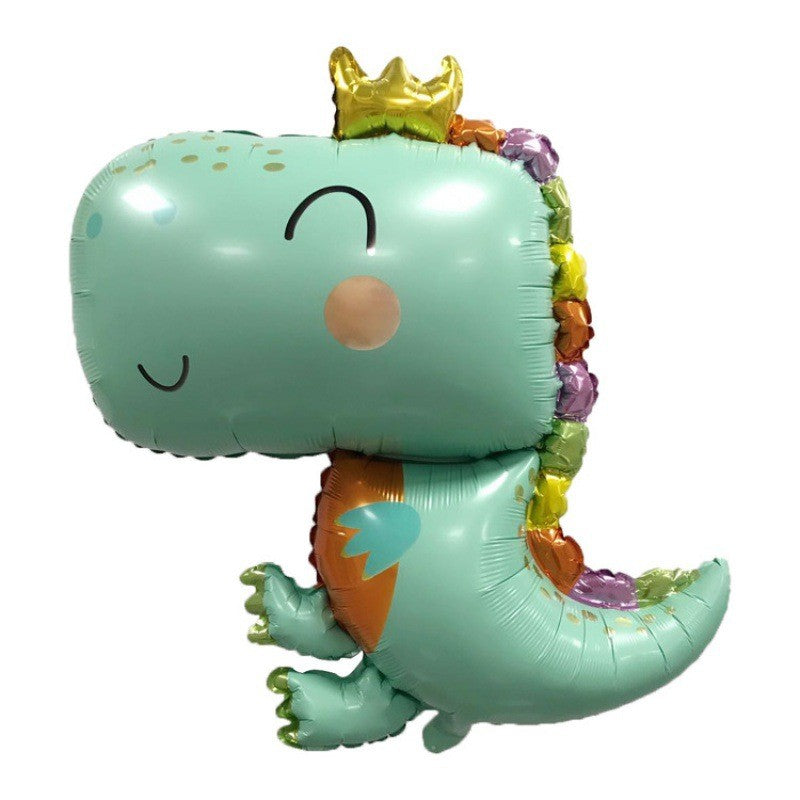 Balon din Folie Metalizata, Flippy, Figurine Animăluțe, Model Dinozaur, 75-80 cm, Ambalaj Individual, Pai Inclus, Verde-0