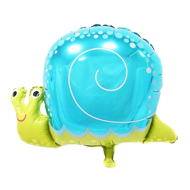 Balon din Folie Metalizata, Flippy, Figurine Animăluțe, Model Melc, 30 cm, Ambalaj Individual, Pai Inclus, Albastru-1