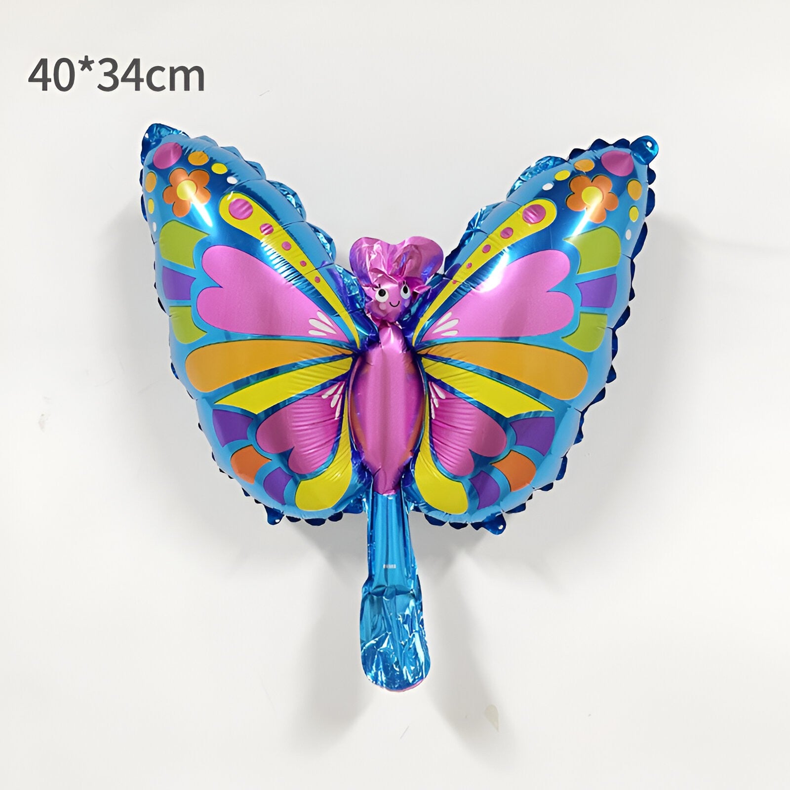 Balon din Folie Metalizata Flippy, Mini Figurine, Model Fluturaș, 40x34cm, Ambalaj Individual, Pai Inclus, Multicolor-1