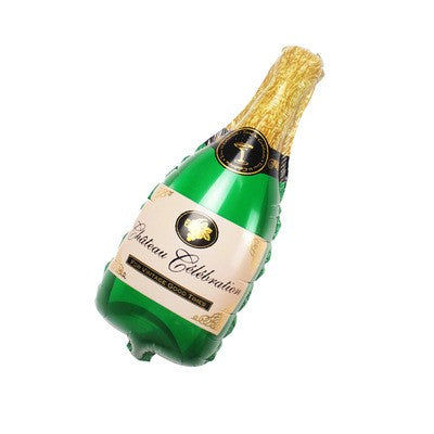 Balon din Folie Metalizata, Flippy, Mini Figurine, Model Sticla de Sampanie, 21x51 cm, Verde-1