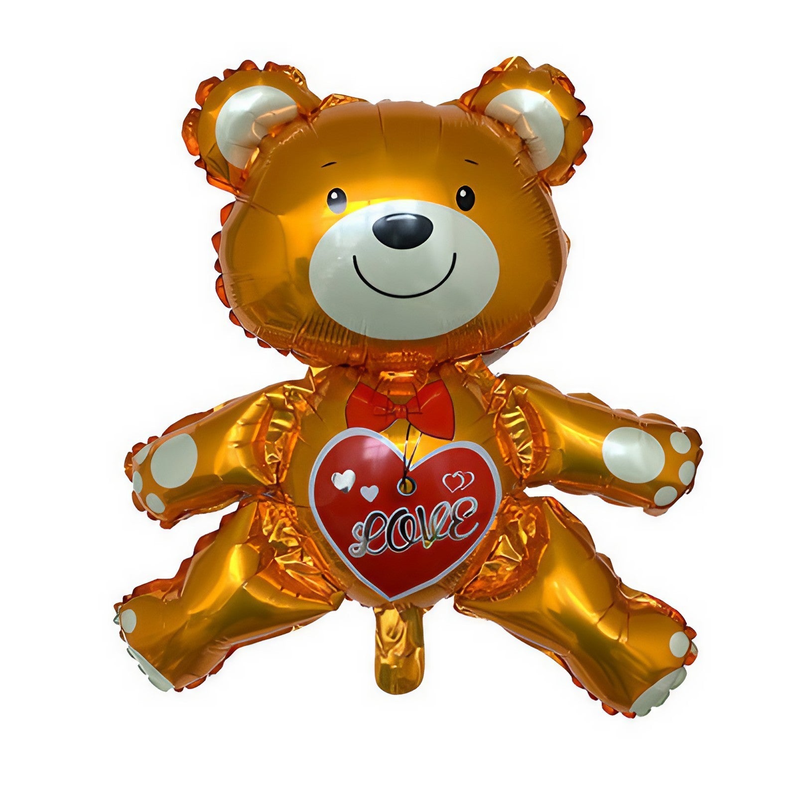 Balon din Folie Metalizata, Flippy, Figurina Urs, Model Love, Tema Ziua Indragostitilor, 60x63cm, Ambalaj Individual, Pai Inclus, Umflare cu Aer sau Heliu, Maro-0