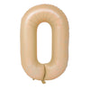 Balon din Folie Metalizata, Flippy, Model Cifra 0, 100 cm, Ambalaj Individual, Pai Inclus, Crem-0