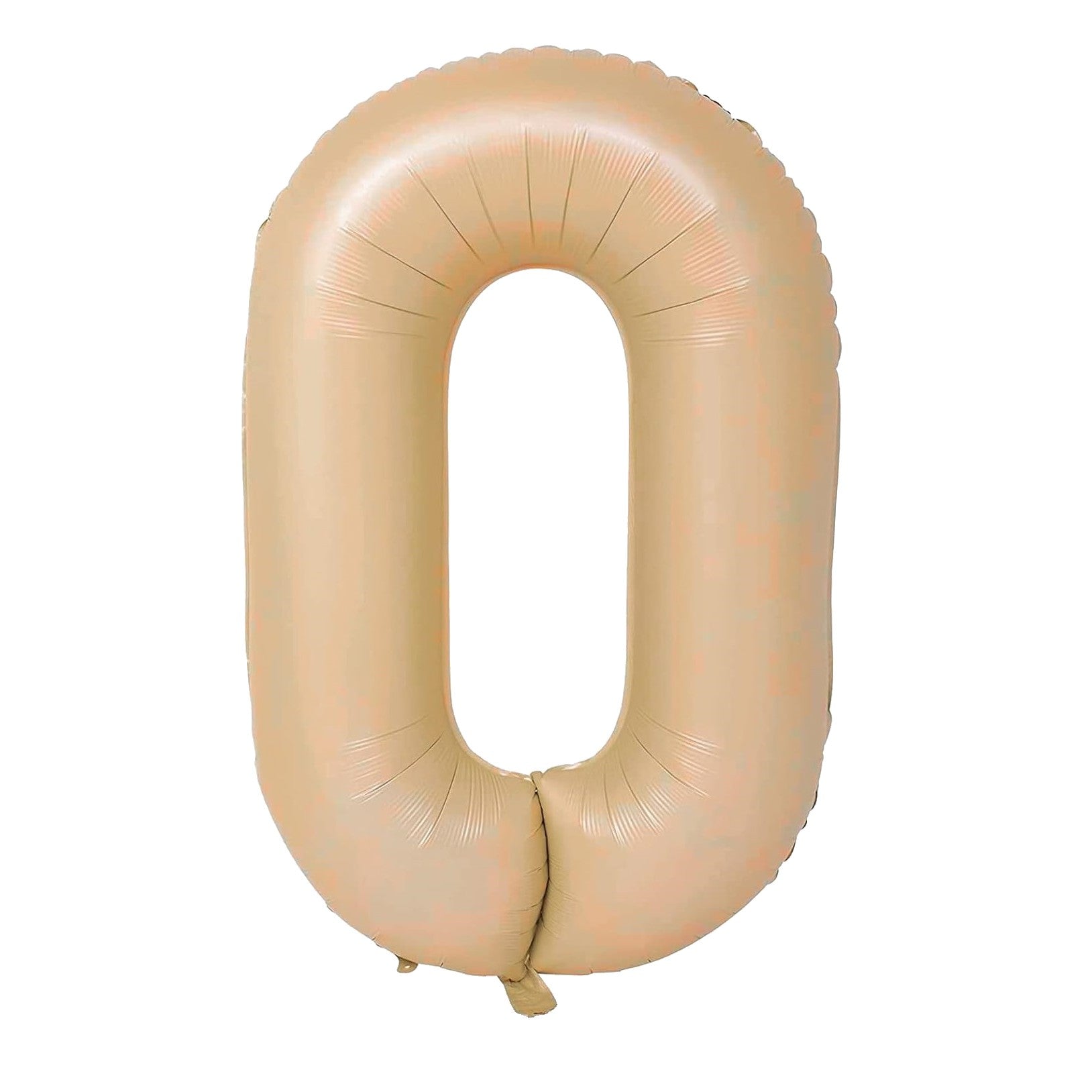 Balon din Folie Metalizata, Flippy, Model Cifra 0, 100 cm, Ambalaj Individual, Pai Inclus, Crem-0
