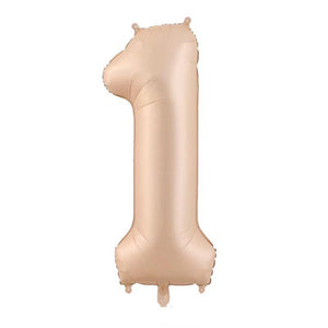 Balon din Folie Metalizata, Flippy, Figurina Cifra, Model 1, Tema Aniversare 100 cm, Ambalaj Individual, Pai Inclus, Umflare cu Aer sau Heliu, Crem-0