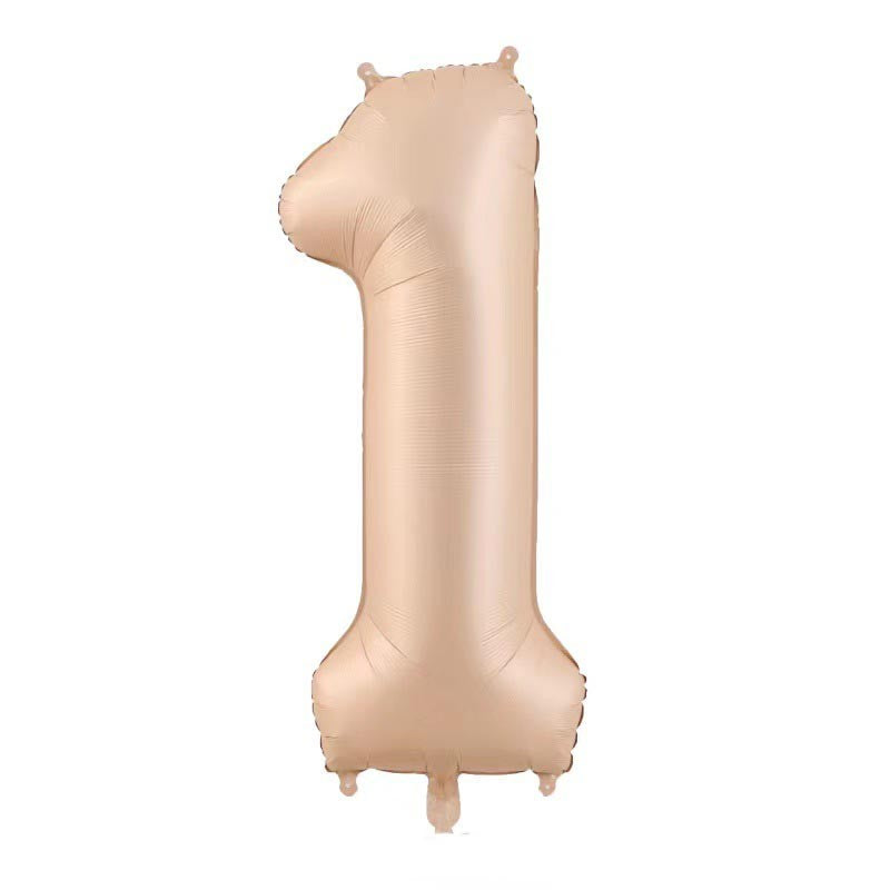 Balon din Folie Metalizata, Flippy, Figurina Cifra, Model 1, Tema Aniversare 100 cm, Ambalaj Individual, Pai Inclus, Umflare cu Aer sau Heliu, Crem-0