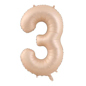Balon din Folie Metalizata, Flippy, Figurina Cifra, Model 3, Tema Aniversare 100 cm, Ambalaj Individual, Pai Inclus, Umflare cu Aer sau Heliu, Crem-0