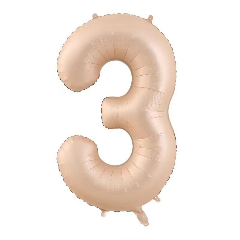 Balon din Folie Metalizata, Flippy, Figurina Cifra, Model 3, Tema Aniversare 100 cm, Ambalaj Individual, Pai Inclus, Umflare cu Aer sau Heliu, Crem-0