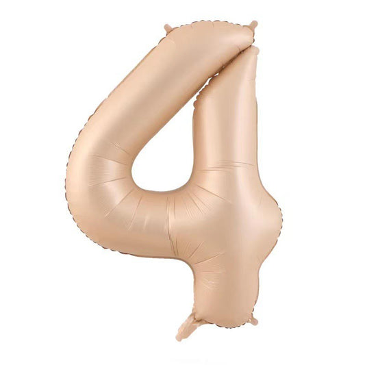 Balon din Folie Metalizata, Flippy, Figurina Cifra, Model 4, Tema Aniversare 100 cm, Ambalaj Individual, Pai Inclus, Umflare cu Aer sau Heliu, Crem-0