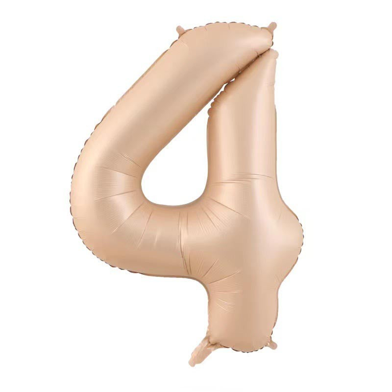 Balon din Folie Metalizata, Flippy, Figurina Cifra, Model 4, Tema Aniversare 100 cm, Ambalaj Individual, Pai Inclus, Umflare cu Aer sau Heliu, Crem-0